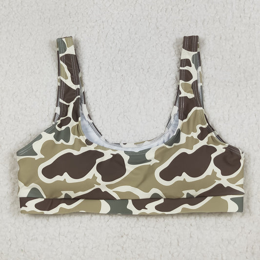 S0570 Adult women black green Camo swimsuit