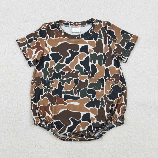 SR3450 baby boys camo short sleeve romper