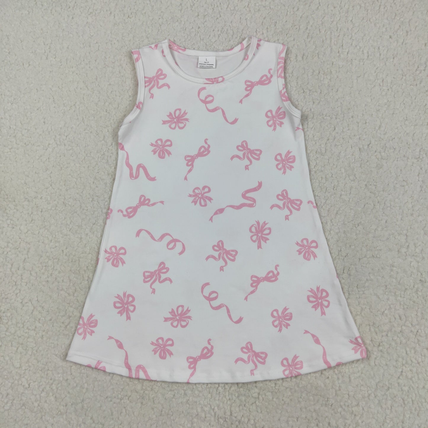 GSD2083 girls sleeveless pink bow Dress