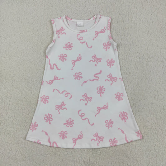 GSD2083 girls sleeveless pink bow Dress