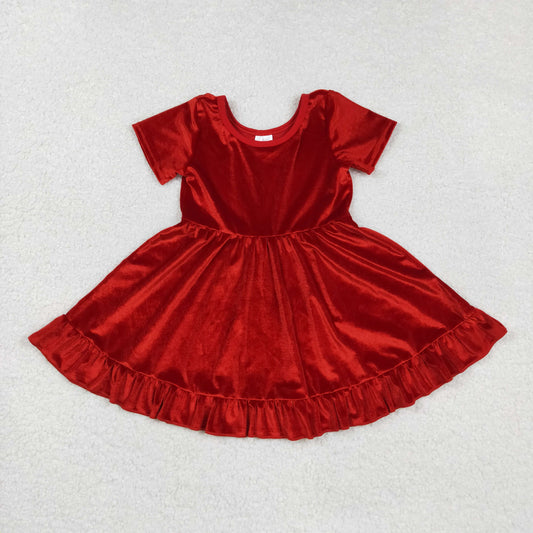 GSD2614 girls short sleeve red floral Dress