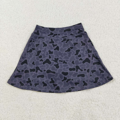 GLK0130 Girls black grey camo Skirt yoga