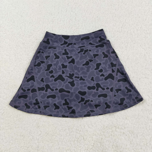GLK0130 Girls black grey camo Skirt yoga