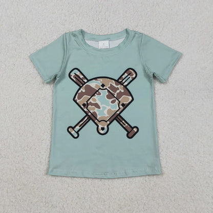 Matching Baby boys camouflage baseball short sleeves shirt  tops