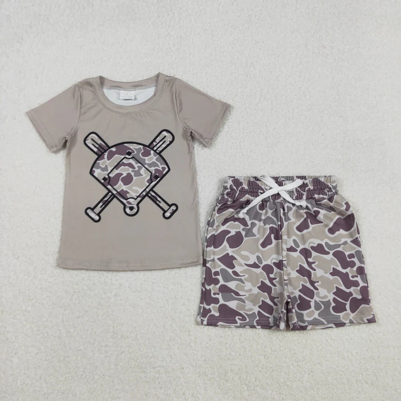 Matching Baby boys camouflage baseball short sleeves summer outfits