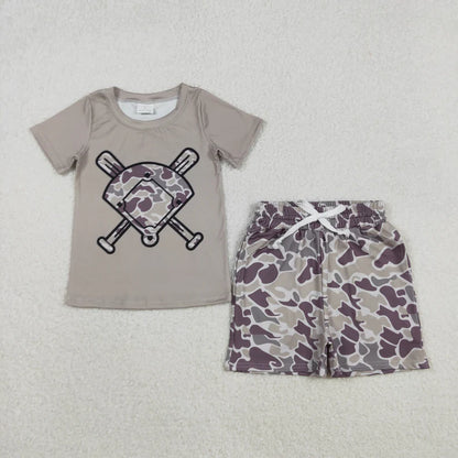 Matching Baby boys camouflage baseball short sleeves summer outfits