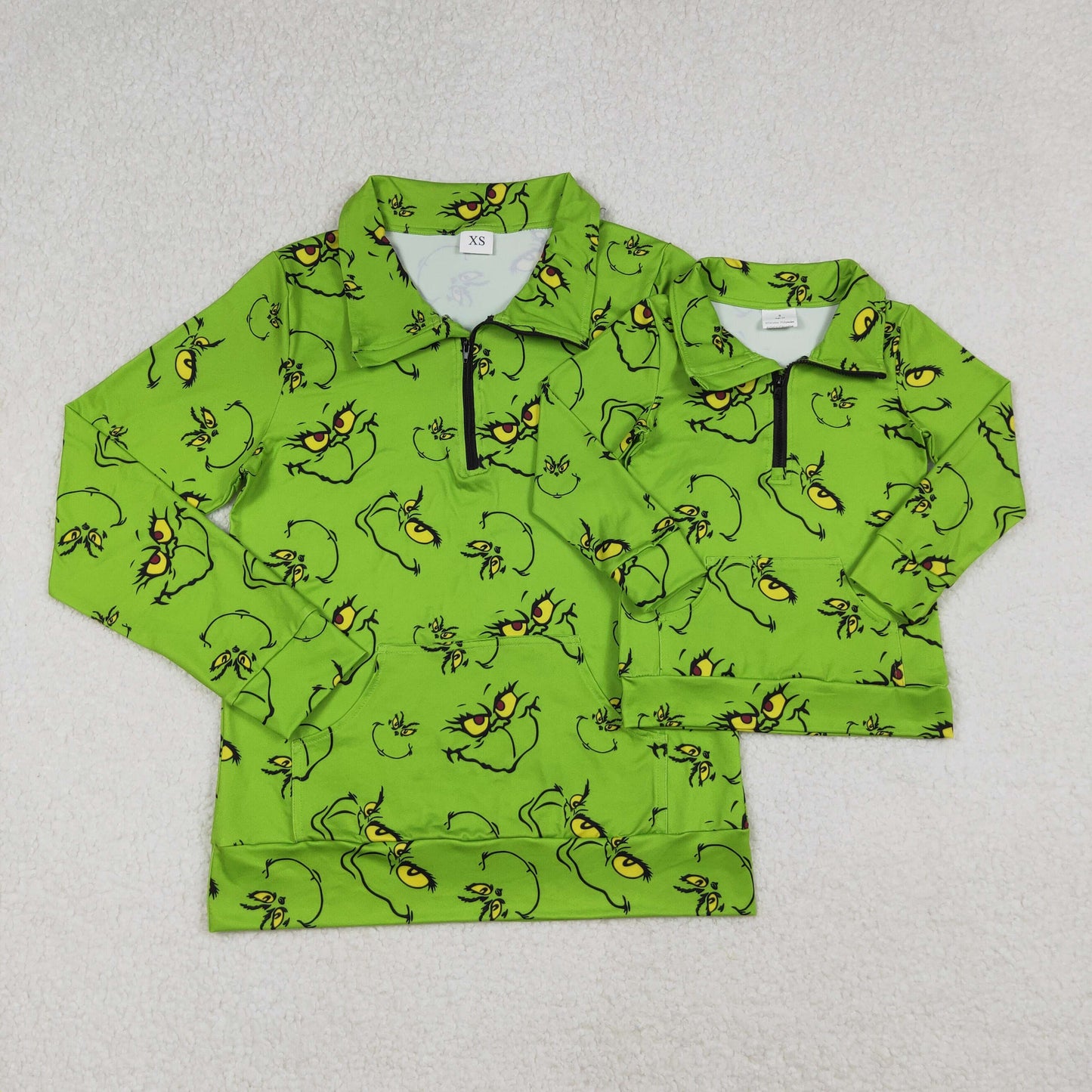 Family Matching Adult women  Baby kids green Christmas cartoon top