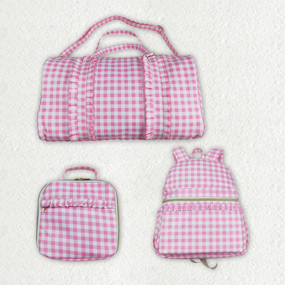 Matching pink checkered pink floral bag lunch box