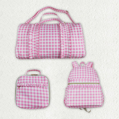 Matching pink checkered pink floral bag lunch box
