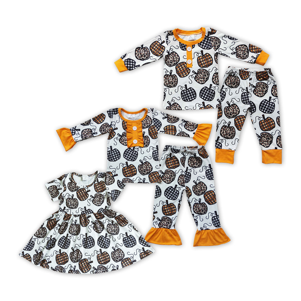 Matching Baby girls boys Halloween pumpkin outfits pajamas clothing