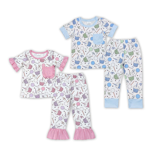 Matching Baby girls boys happy birthday outfits pajamas clothing