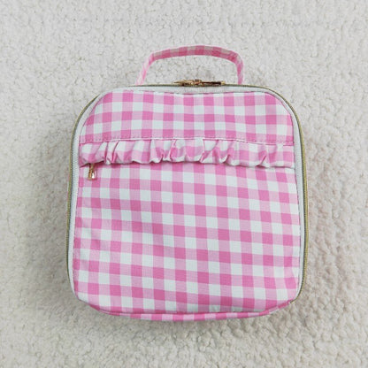 Matching pink checkered pink floral bag lunch box