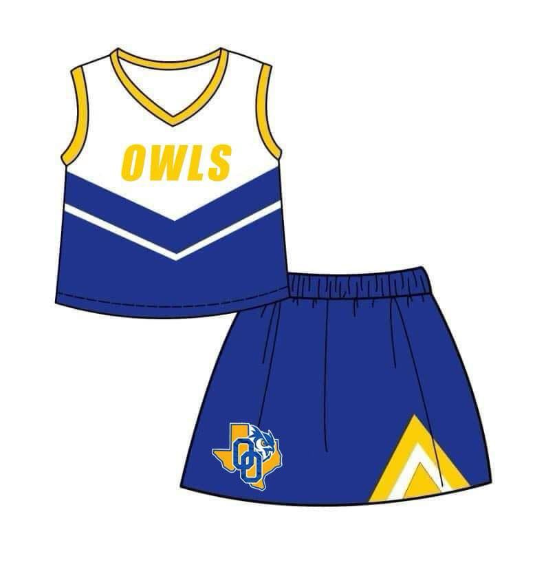 No MOQ Group Custom design girls blue skirt team outfits （Deadline Aug.13th ）