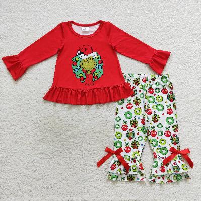 Matching Baby girls Christmas circle romper outfits long sleeves