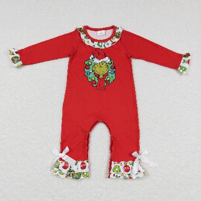 Matching Baby girls Christmas circle romper outfits long sleeves