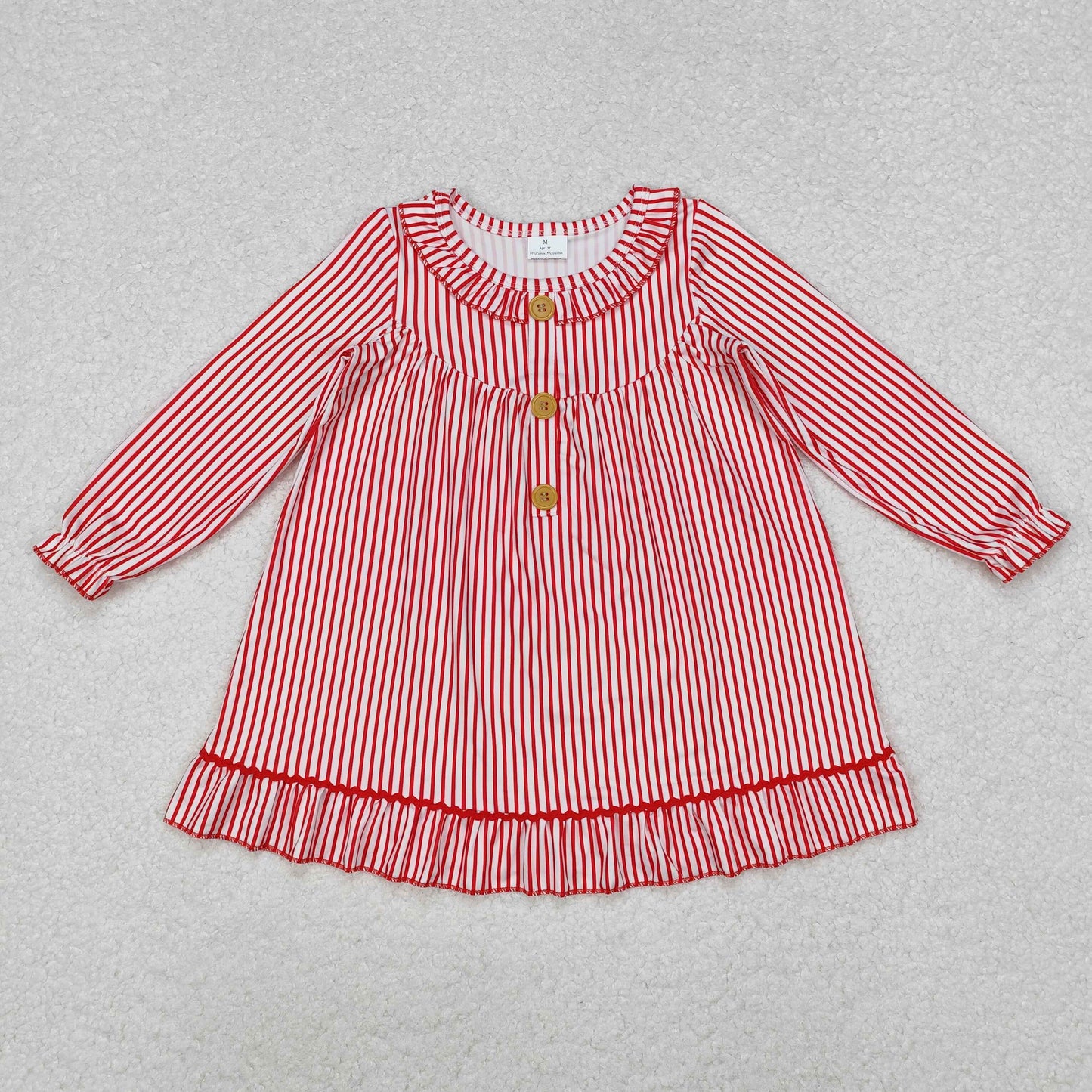 GLD0933 Girls Christmas plaid red Dress Long Sleeves