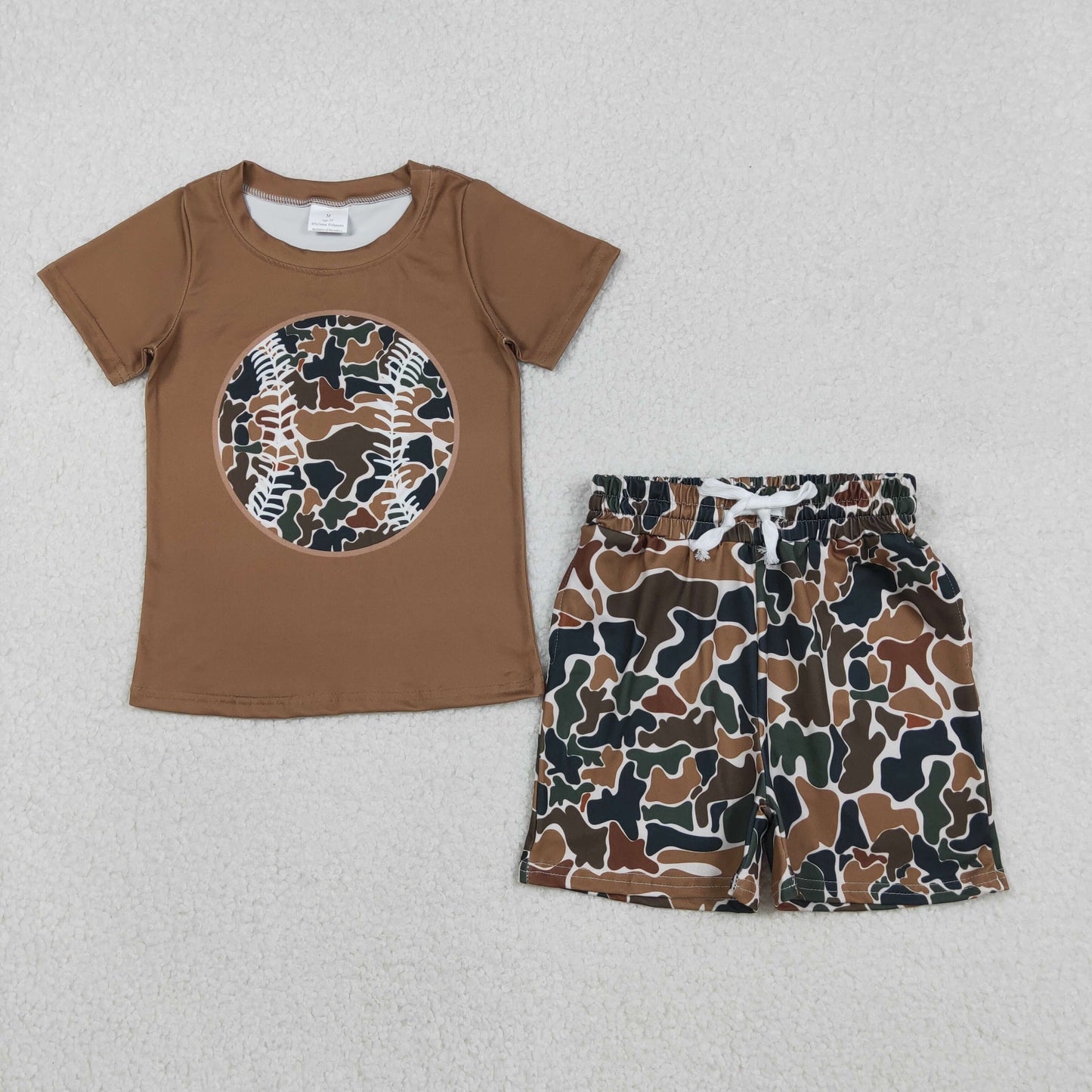 BSSO1597  Boys Baseball short sleeve camo shorts outfits