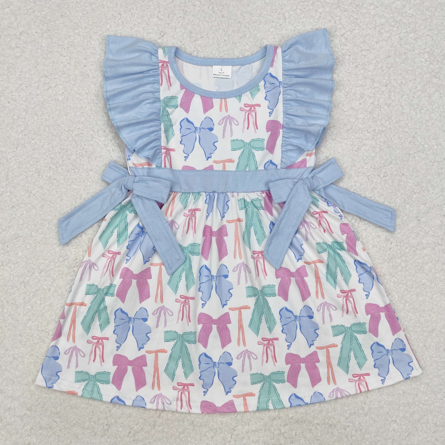 GSD1449 Girls blue bows Dress