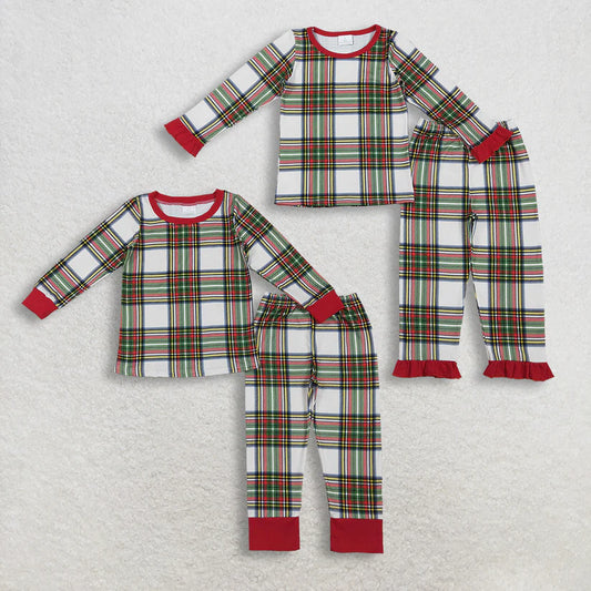 Matching Baby boys girls Christmas checkered long sleeve Pajamas