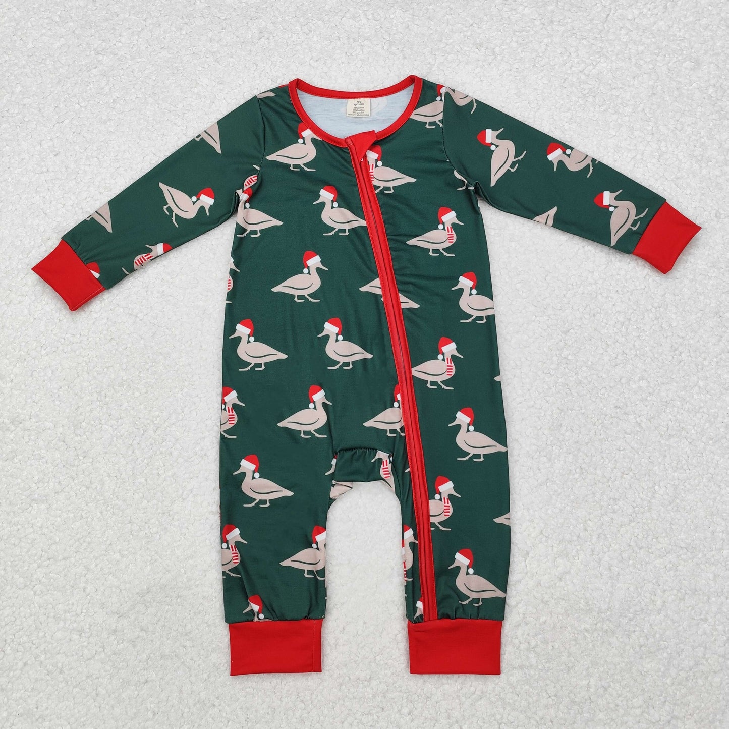 LR1861 Baby boys Christmas duck zipper bamboo  romper