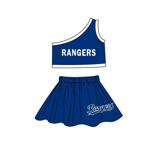 Custom design moq is 3 baby girls RANGERS top skirt girls team outfits