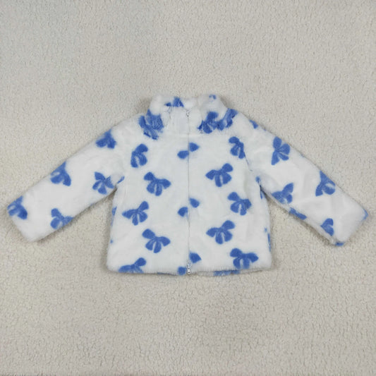 GT1049-blue bow Furry sherpa  (Shipment from the US)