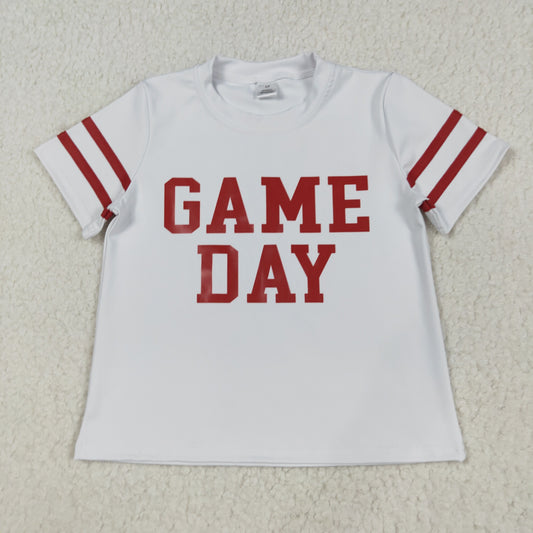 GT1102 Girls red short sleeve GAME DAY T-shirt top yoga vinyl