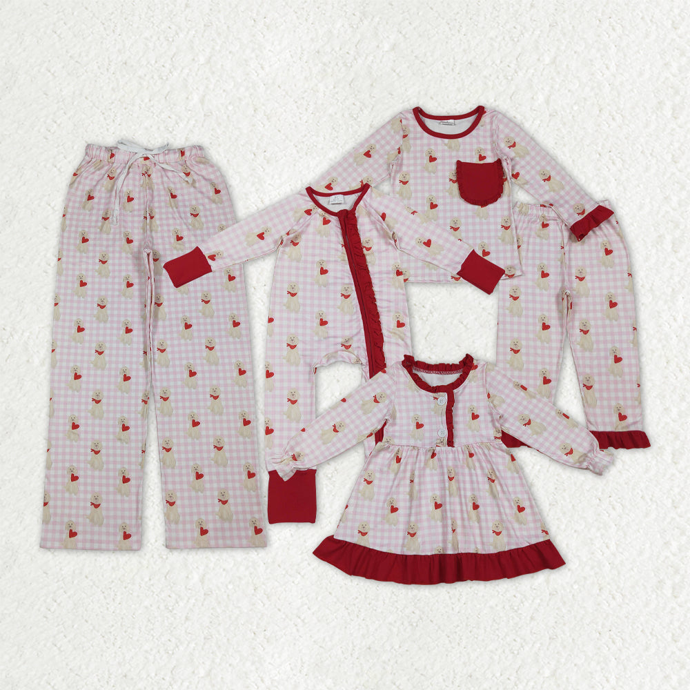 Family Matching Adult Baby girls Valentine's puppy red clothes