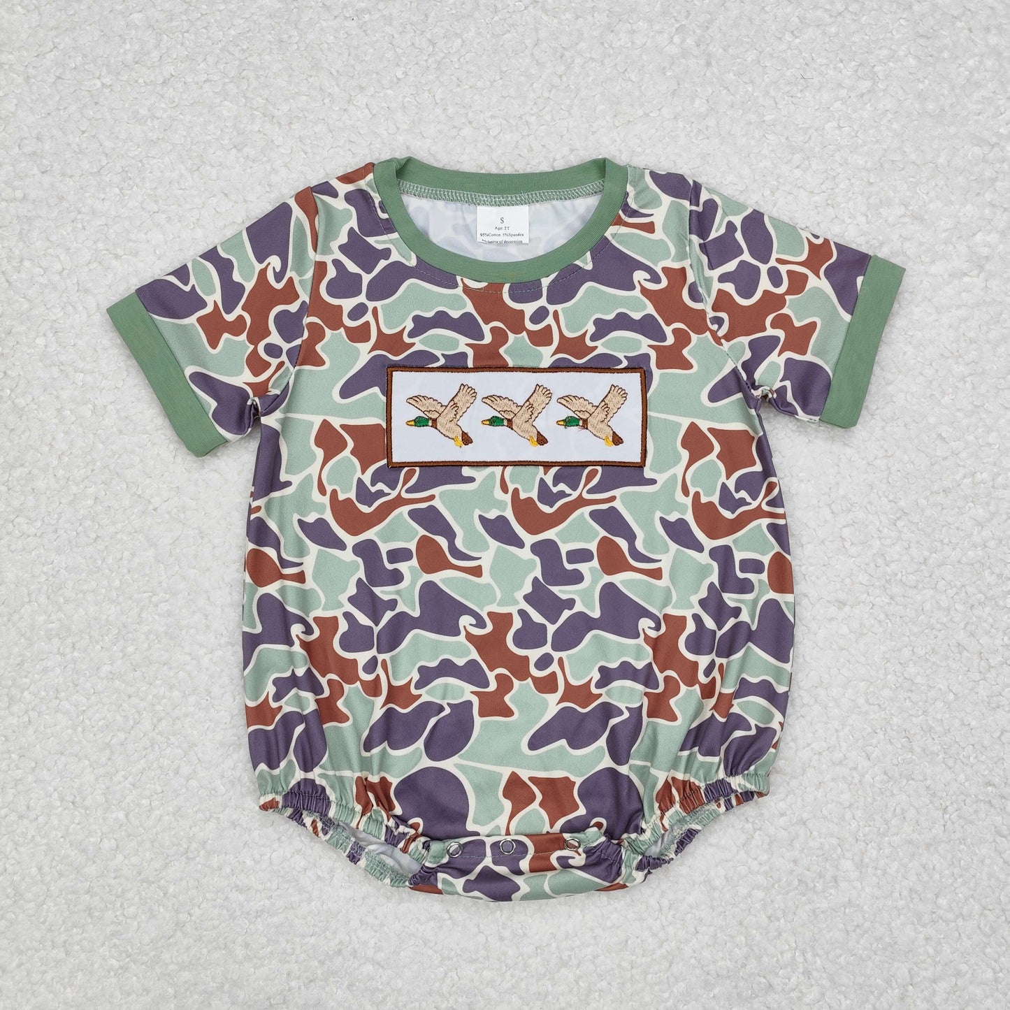 SR2011 Baby boys camo duck romper embroidery