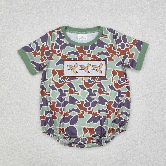 SR2011 Baby boys camo duck romper embroidery