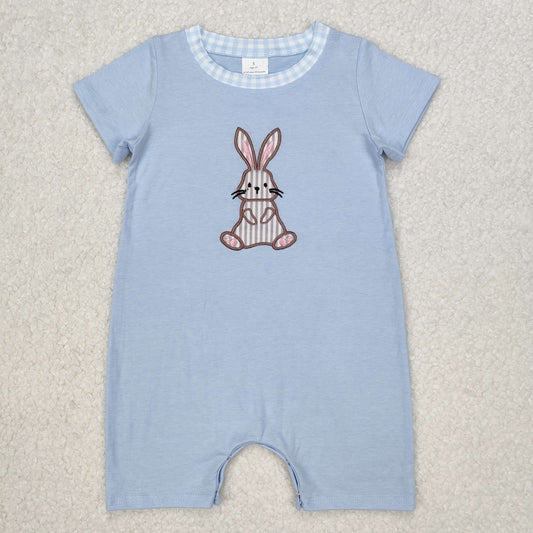 SR2404 Baby boyls Easter short sleeve bunny romper embroidery