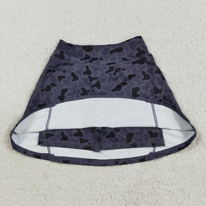 GLK0130 Girls black grey camo Skirt yoga