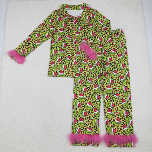 GLP2670 adult women cartoon green button furry pajamas
