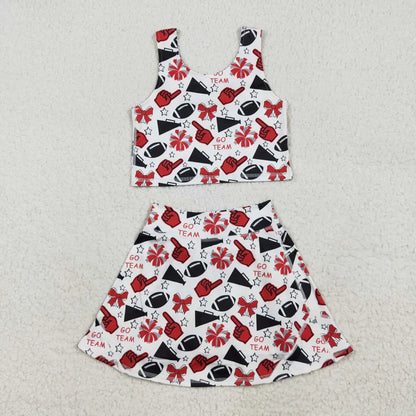 Matching RTS girls CHEER vest skirt outfits yoga