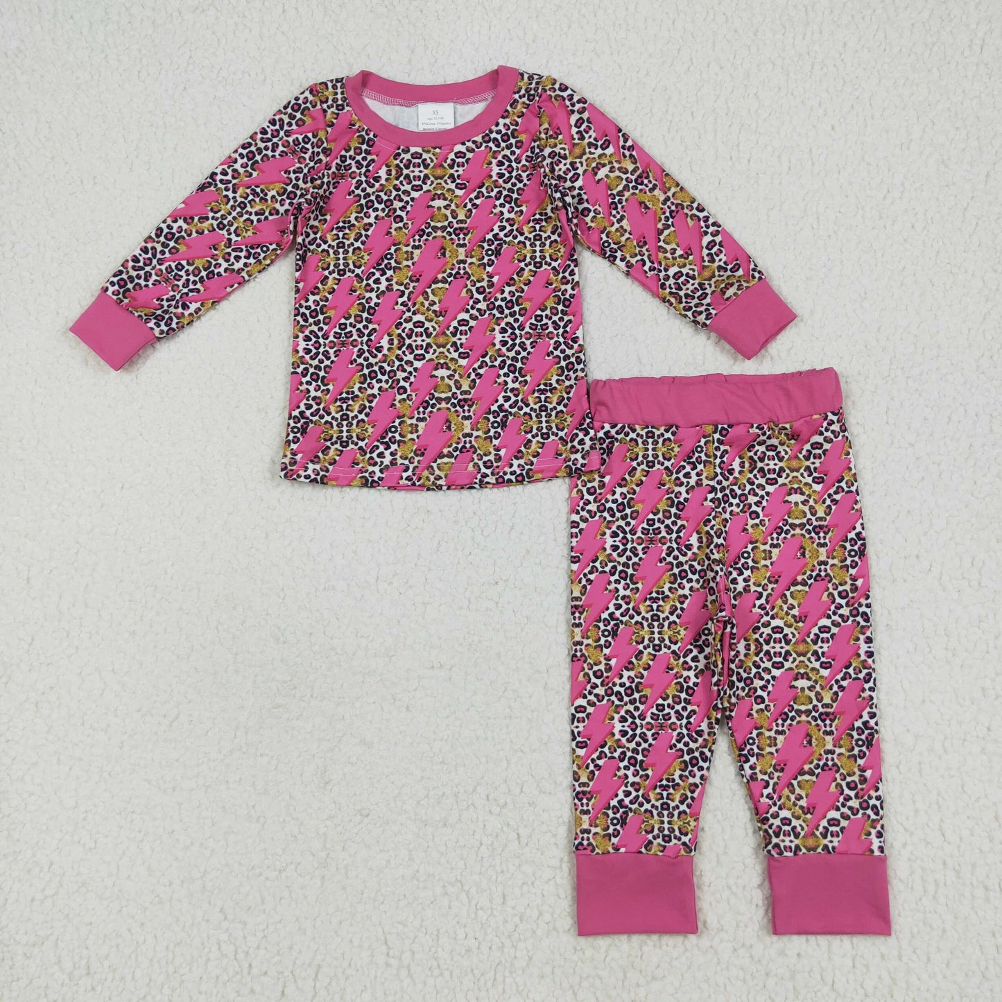 GLP2393 baby Girls leopard rose pajamas