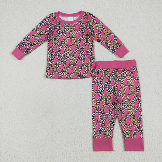 GLP2393 baby Girls leopard rose pajamas