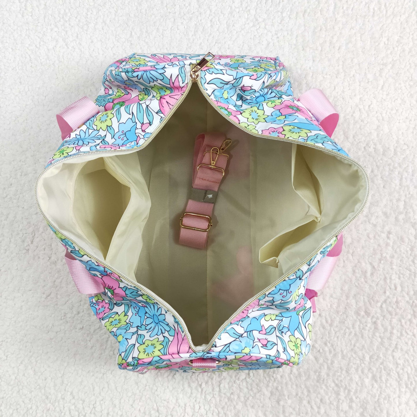 BA0291 blue green flower pink floral handBag 18.5x11.2x7.9 inches