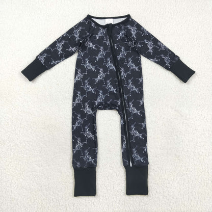 LR2466 baby cowboy zipper black romper