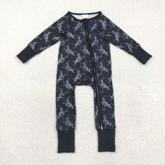 LR2466 baby cowboy zipper black romper