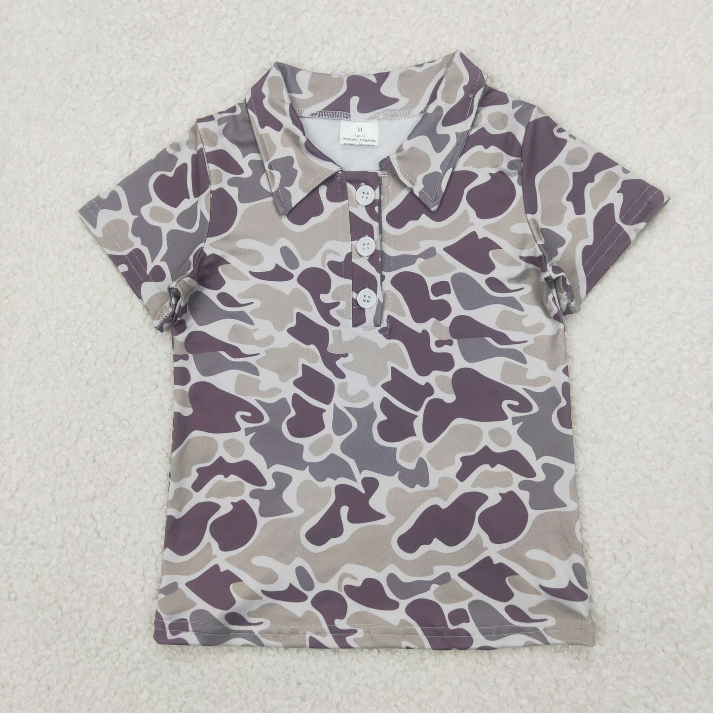 BT1211 baby boys short sleeve brown camo shirt top
