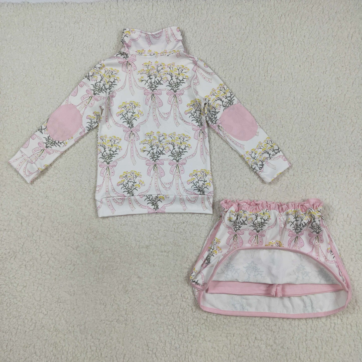 GLD1078 Baby girls yellow flower skirt pink outfits