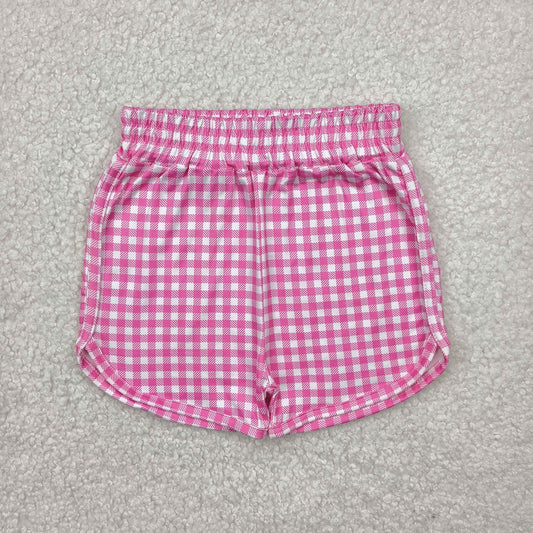 SS0472 baby girls pink checkered shorts
