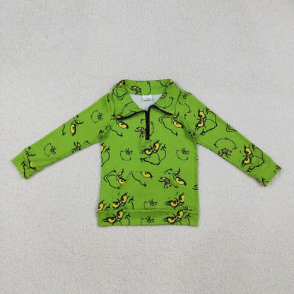 Family Matching Adult women  Baby kids green Christmas cartoon top
