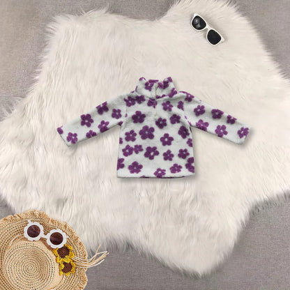 Matching Baby girls colorful flower zipper coat