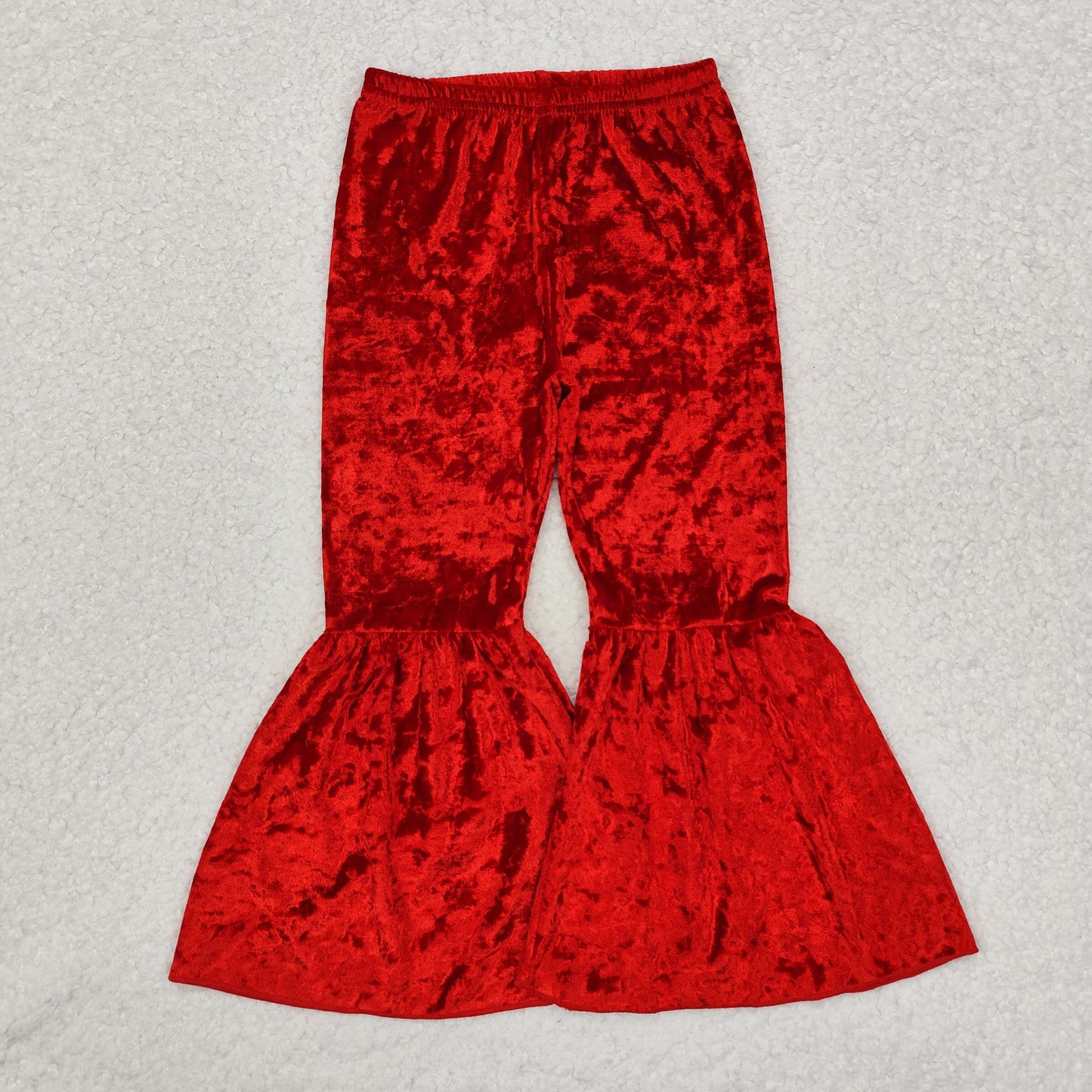 B3-11 Girls Red Velvet Bell Bottom Pants