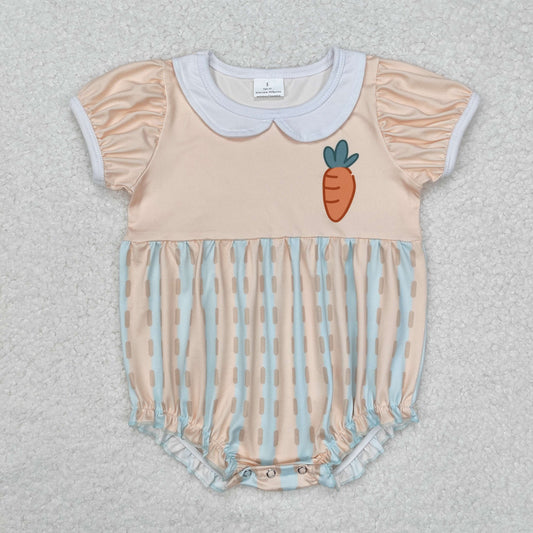 SR2225 Baby Girls Easter orange carrot puff sleeve romper