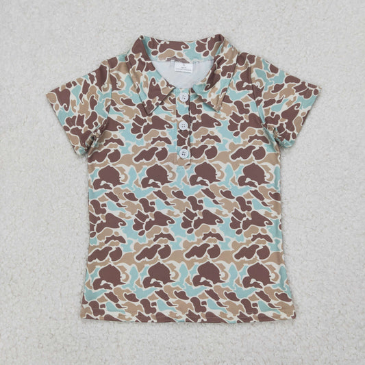 BT1212 baby boys short sleeve brown green camo shirt top