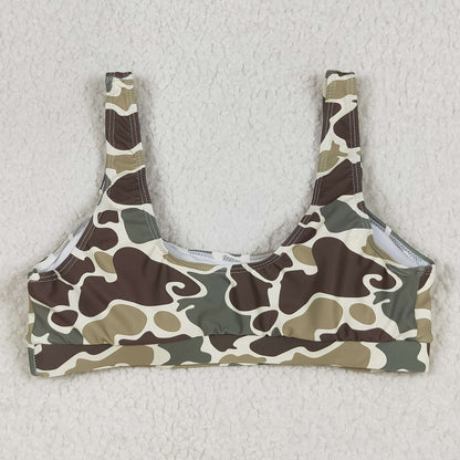 S0570 Adult women black green Camo swimsuit