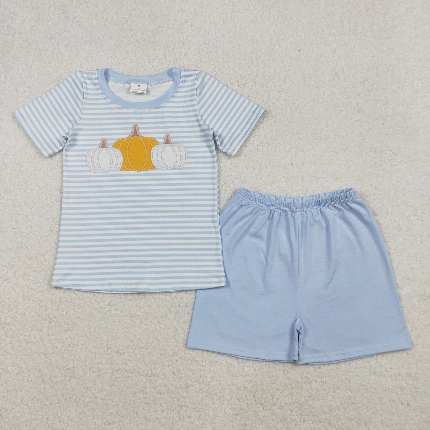 BSSO1548 Boys pumpkin stripe blue shorts outfits