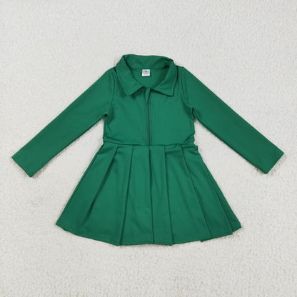 GLD1148 girls long sleeve zipper green Dress yoga